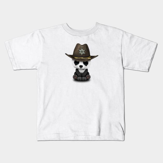 Cute Baby Panda Sheriff Kids T-Shirt by jeffbartels